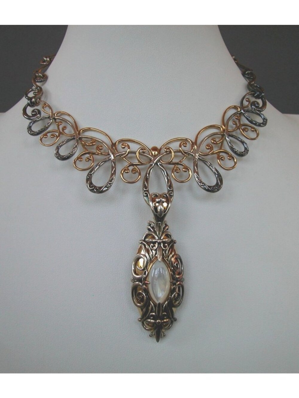 Carolyn Pollack Necklace Mixed Metal Statement, Original Receipt